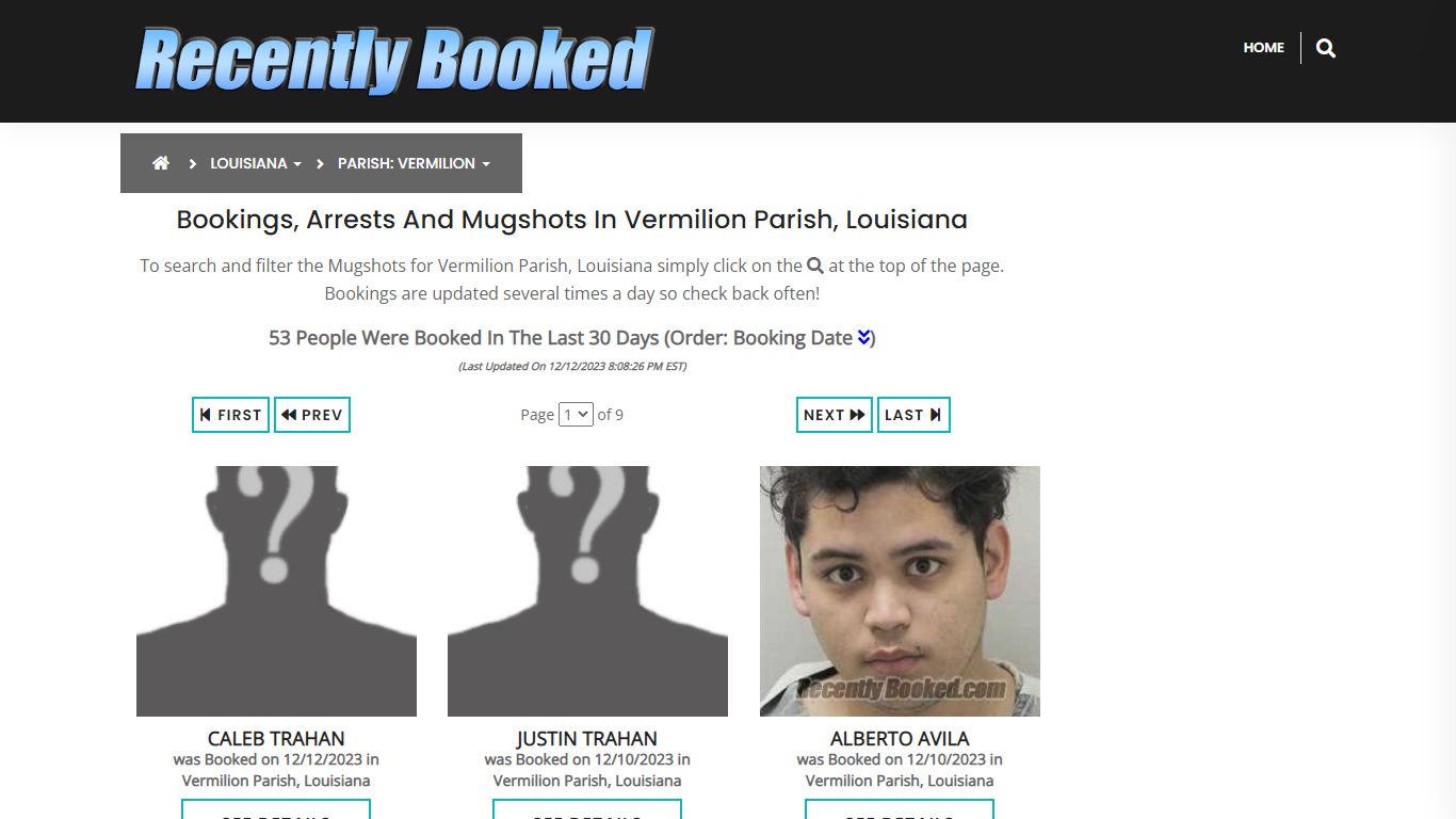 Bookings, Arrests and Mugshots in Vermilion Parish, Louisiana