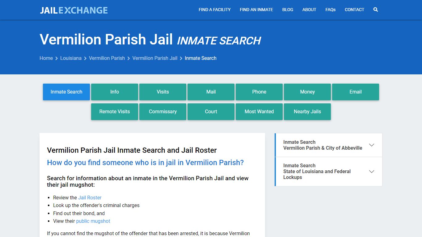 Inmate Search: Roster & Mugshots - Vermilion Parish Jail, LA